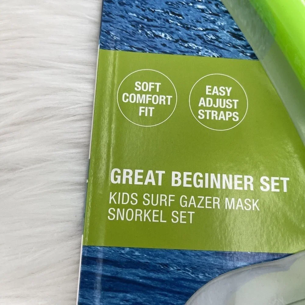 NEW Speedo Kids Mask Snorkel Beginner Set Dive Surf Gazer Lime Green Blue